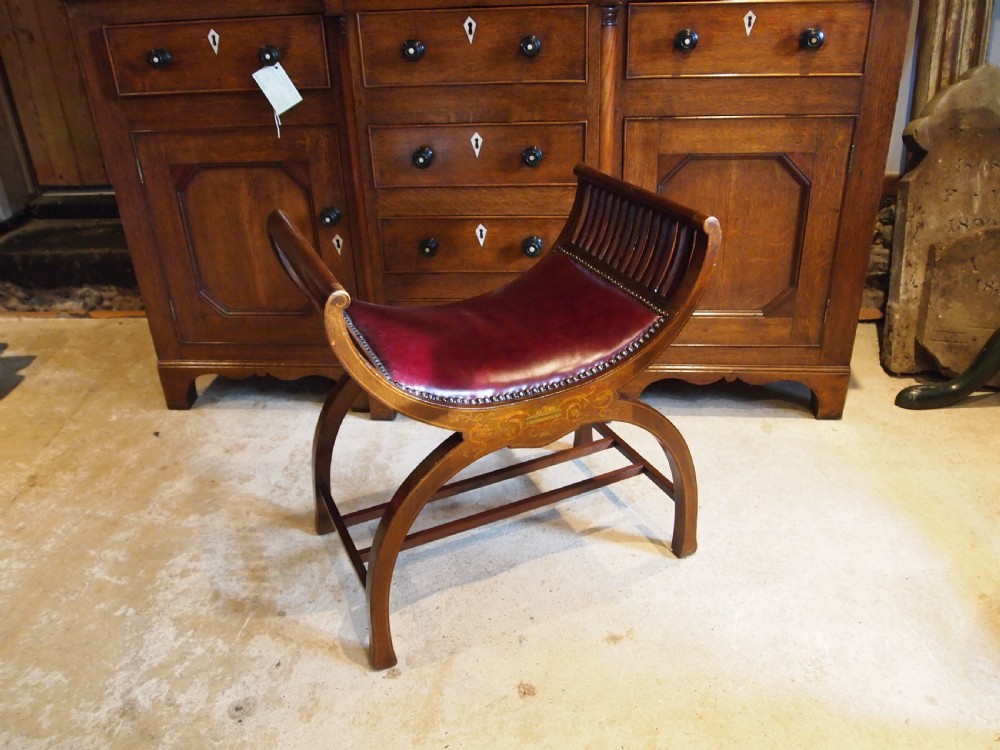 Stool fine Victorian JAS Shoolbred inlaid c1880
