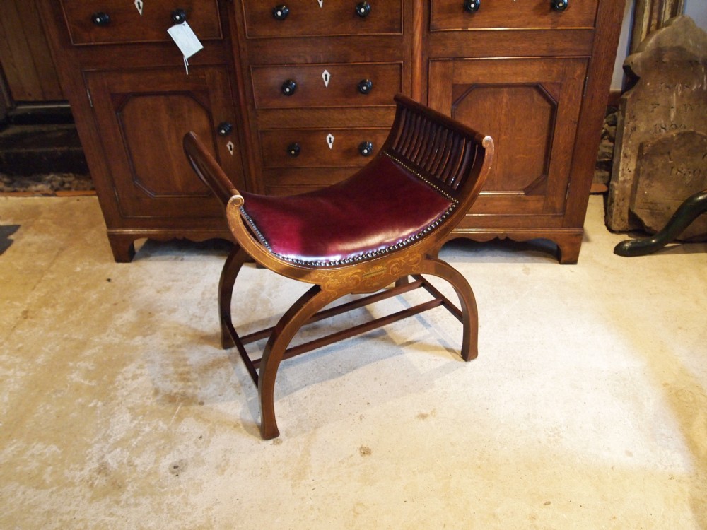 Stool fine Victorian JAS Shoolbred inlaid c1880 View VII