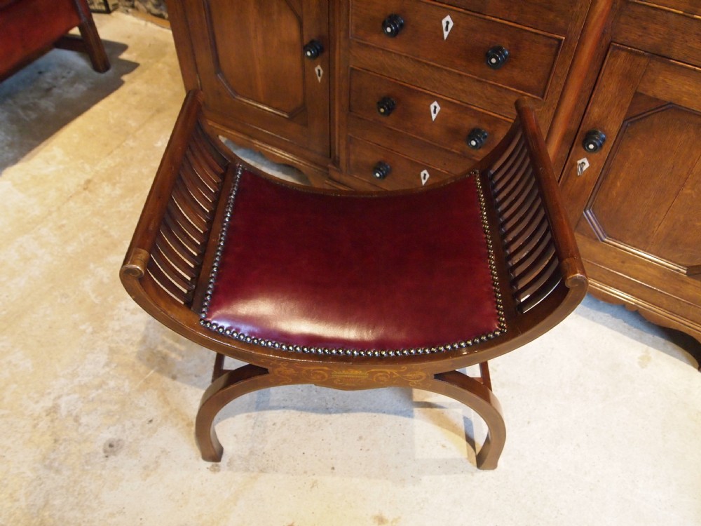 Stool fine Victorian JAS Shoolbred inlaid c1880 View IX
