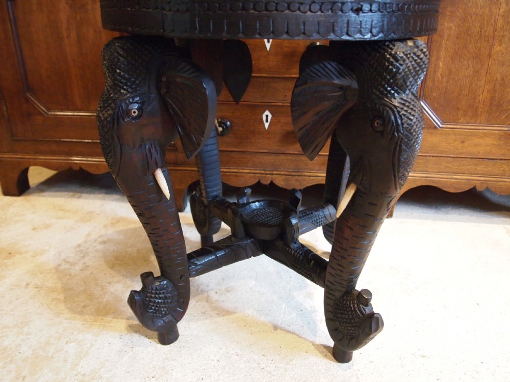 Table side hall lamp Elephant carved Burmese c1900 View II