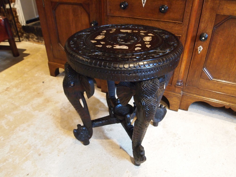 Table side hall lamp Elephant carved Burmese c1900 View VI
