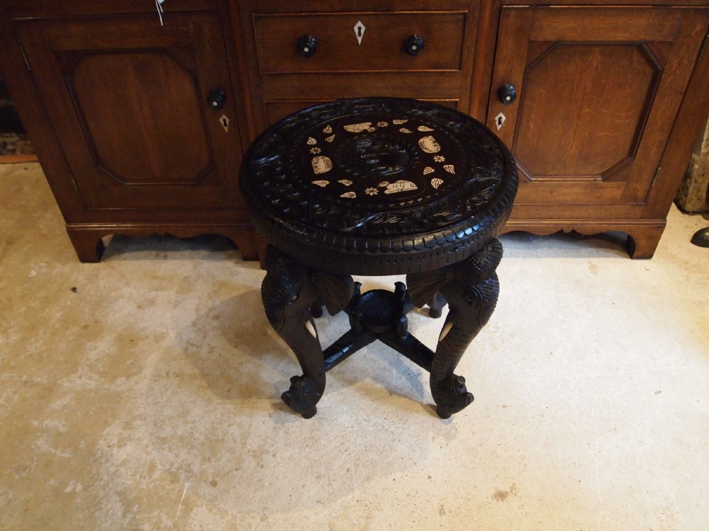 Table side hall lamp Elephant carved Burmese c1900 View VII