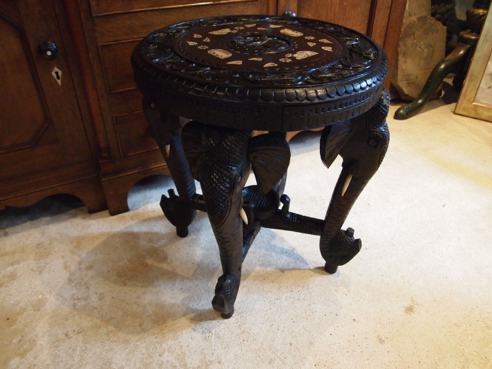 Table side hall lamp Elephant carved Burmese c1900 View VIII