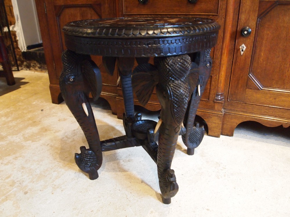 Table side hall lamp Elephant carved Burmese c1900 View IX