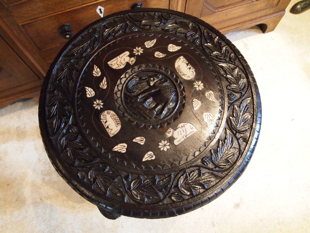 Table side hall lamp Elephant carved Burmese c1900 View X