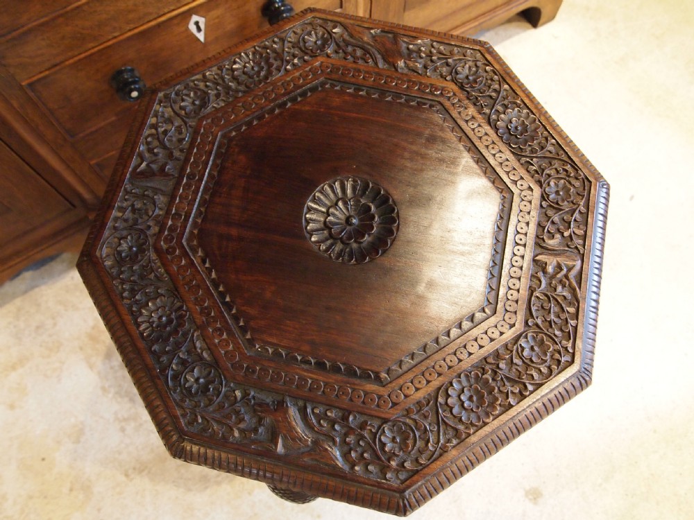 Table carved Elephant table Padouk wood Burmese c1900 View II