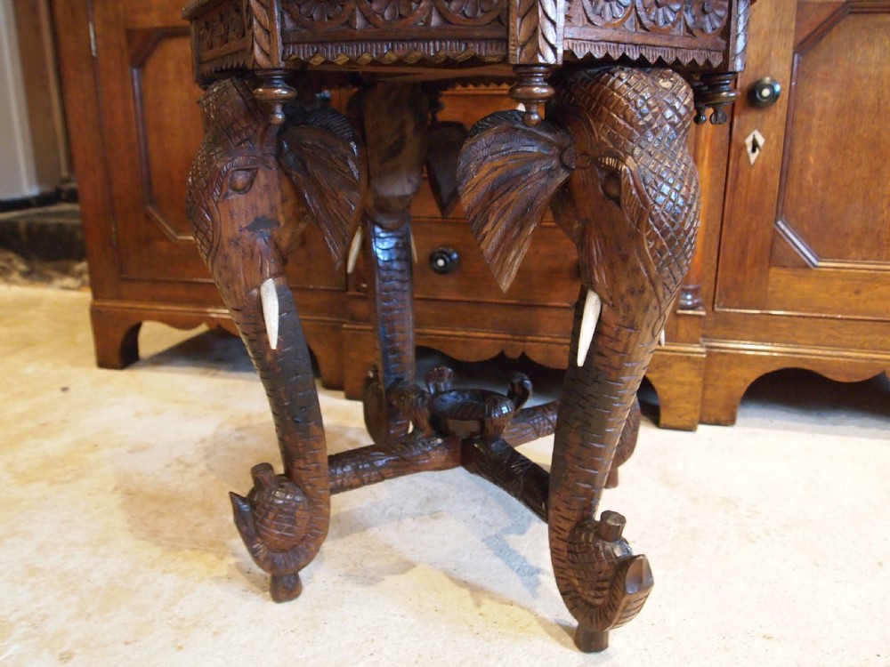 Table carved Elephant table Padouk wood Burmese c1900 View VI
