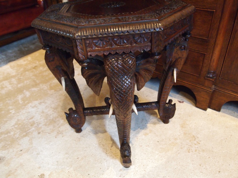 Table carved Elephant table Padouk wood Burmese c1900 View VII