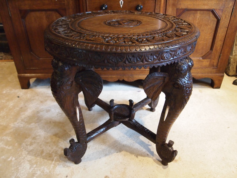 Table fine Padouk Elephant side hall or lamp table Burmese c1900