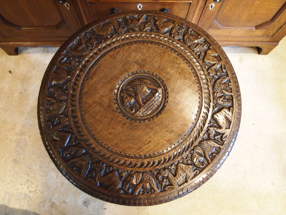 Table fine Padouk Elephant side hall or lamp table Burmese c1900 View II