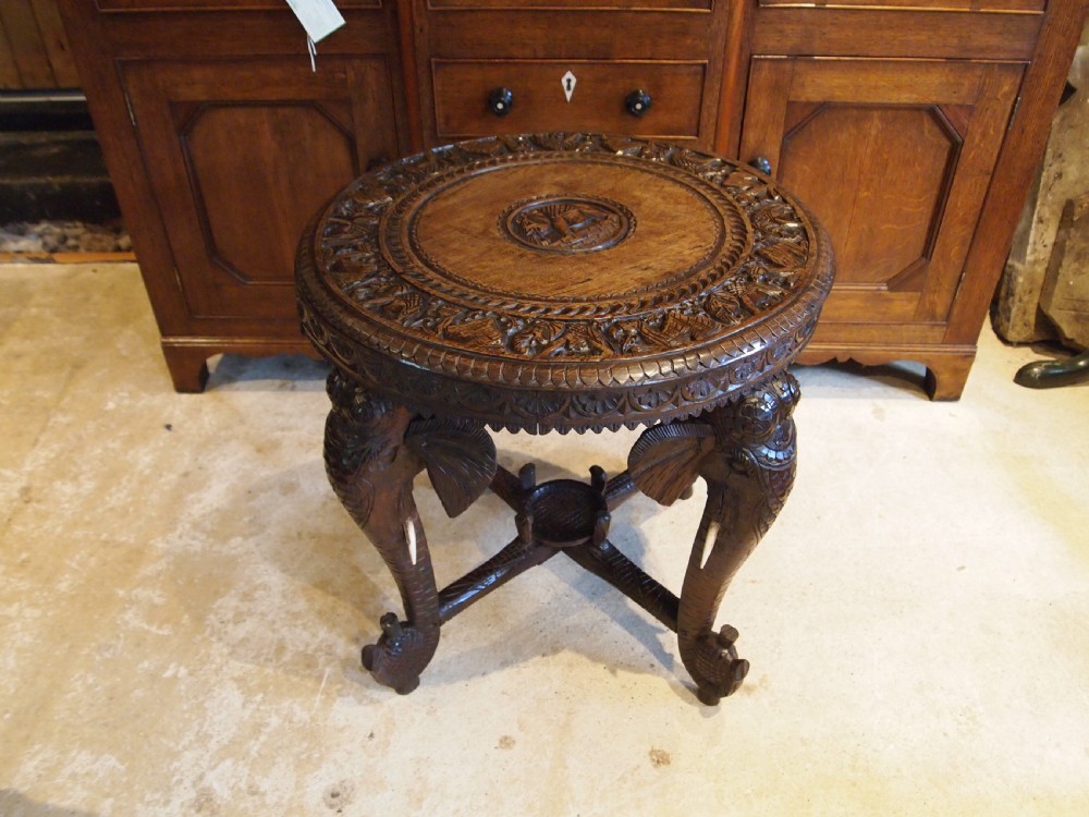 Table fine Padouk Elephant side hall or lamp table Burmese c1900 View III