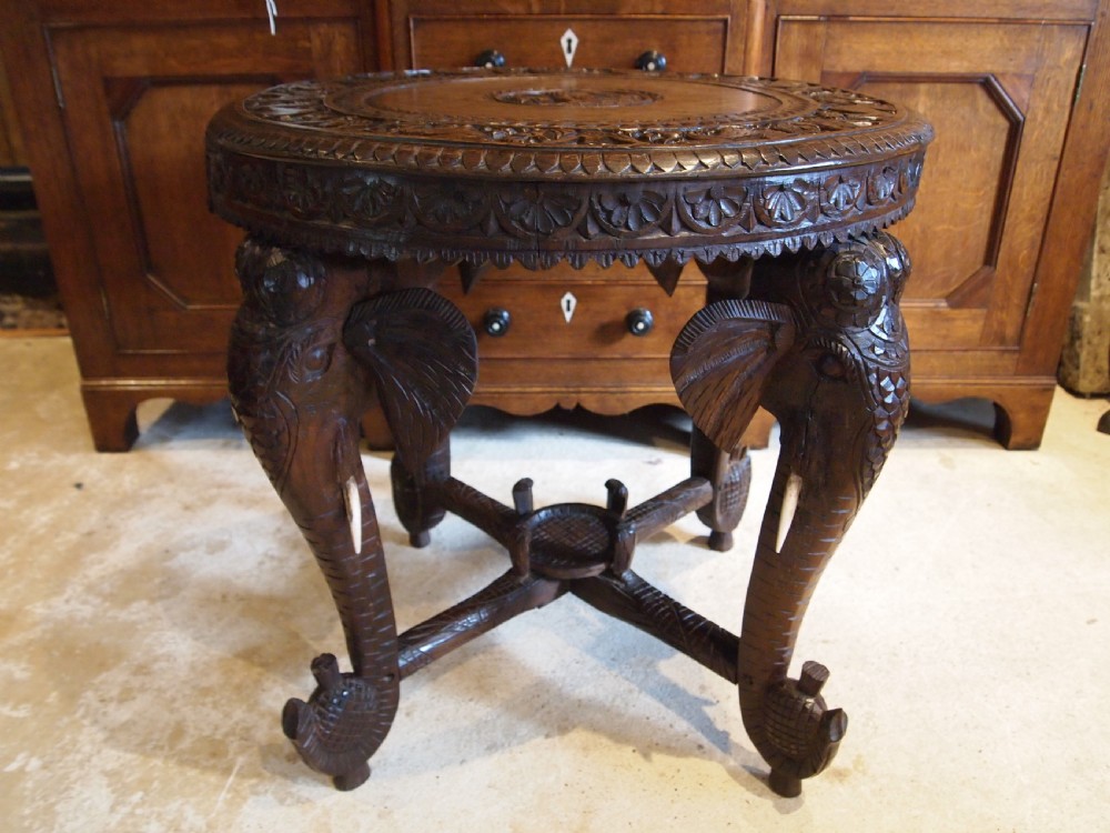 Table fine Padouk Elephant side hall or lamp table Burmese c1900 View V