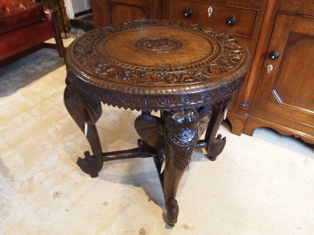 Table fine Padouk Elephant side hall or lamp table Burmese c1900 View VI