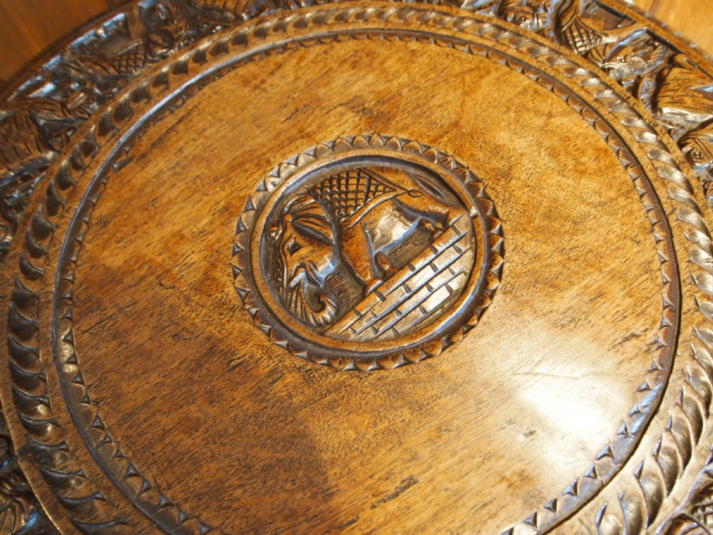 Table fine Padouk Elephant side hall or lamp table Burmese c1900 View VII
