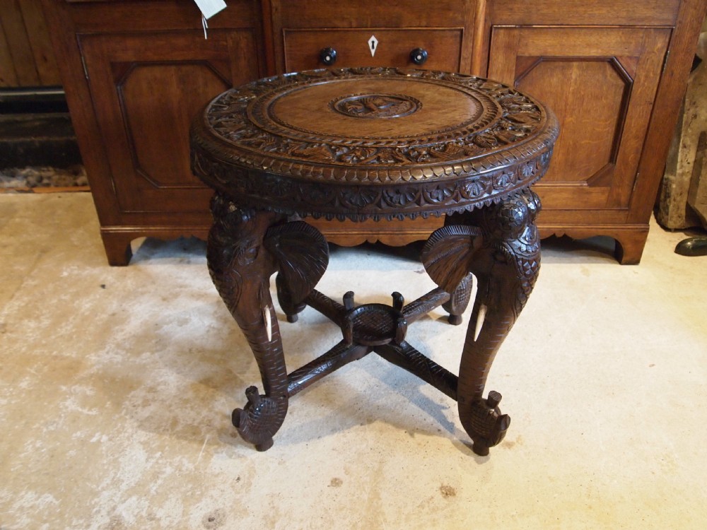 Table fine Padouk Elephant side hall or lamp table Burmese c1900 View VIII