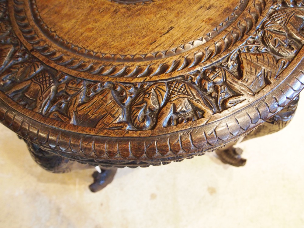 Table fine Padouk Elephant side hall or lamp table Burmese c1900 View IX