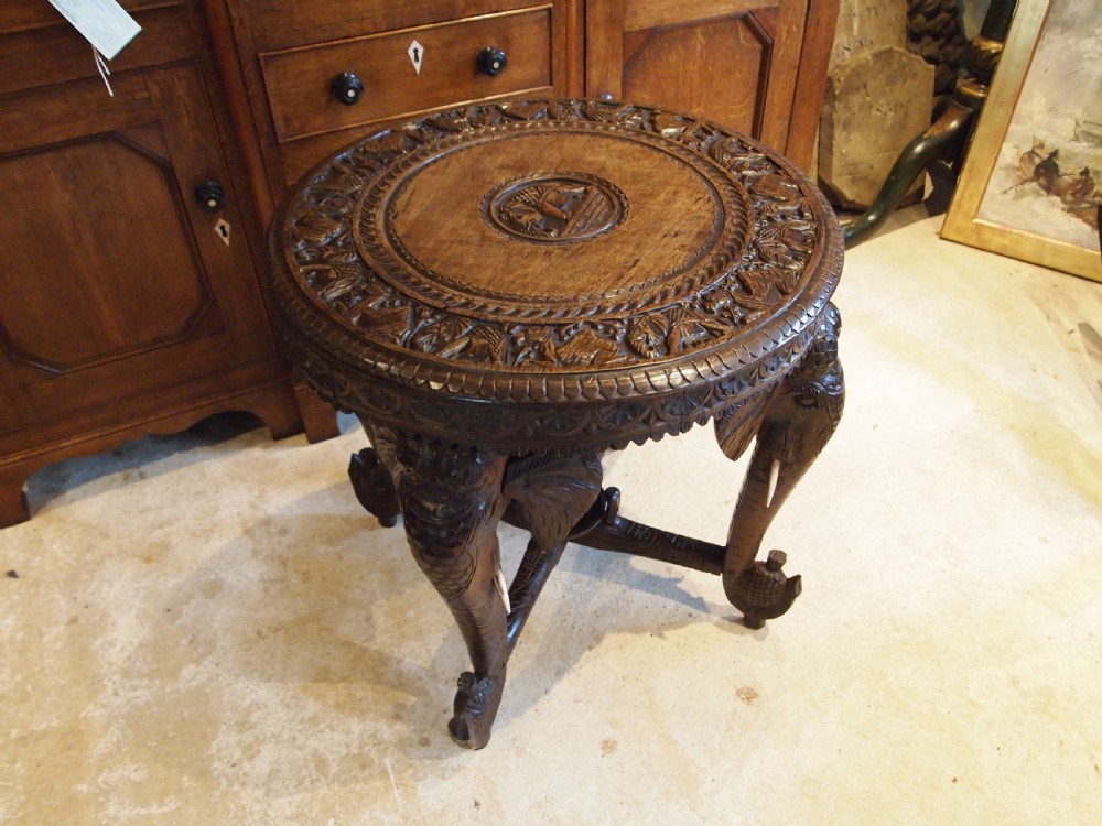 Table fine Padouk Elephant side hall or lamp table Burmese c1900 View XI
