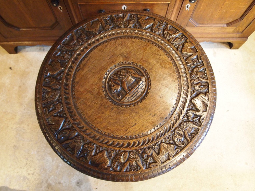 Table fine Padouk Elephant side hall or lamp table Burmese c1900 View XII