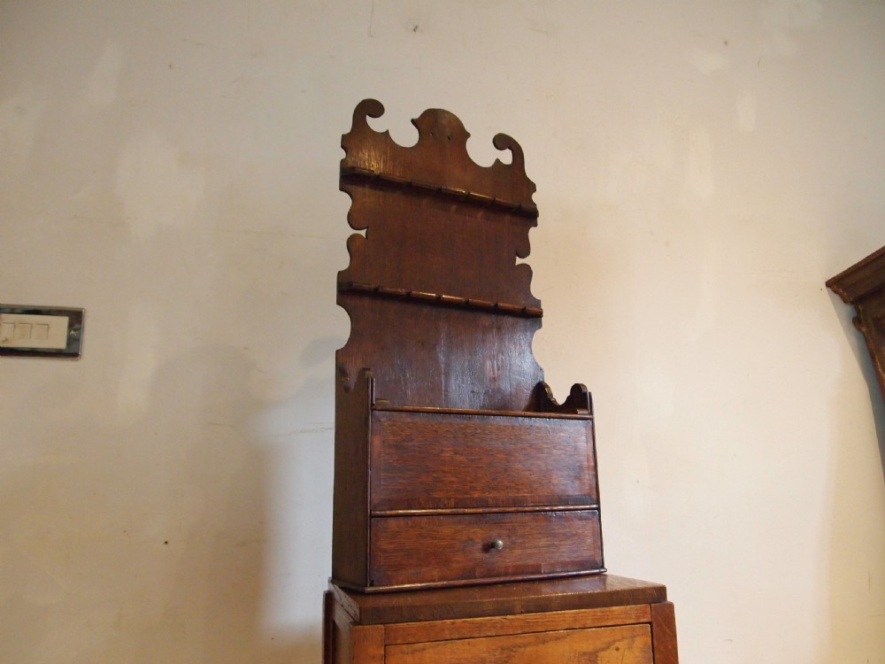 Spoon rack rare George III Welsh Oak box and drawer c1800