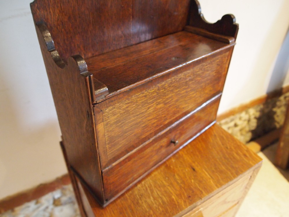 Spoon rack rare George III Welsh Oak box and drawer c1800 View III