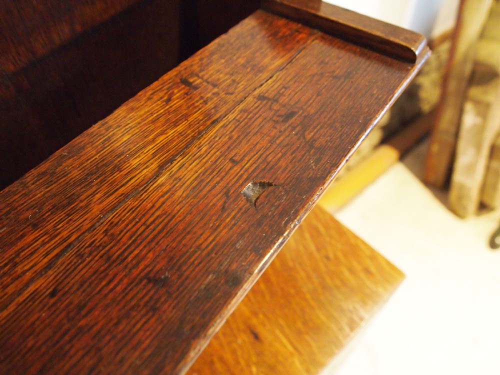 Spoon rack rare George III Welsh Oak box and drawer c1800 View IV