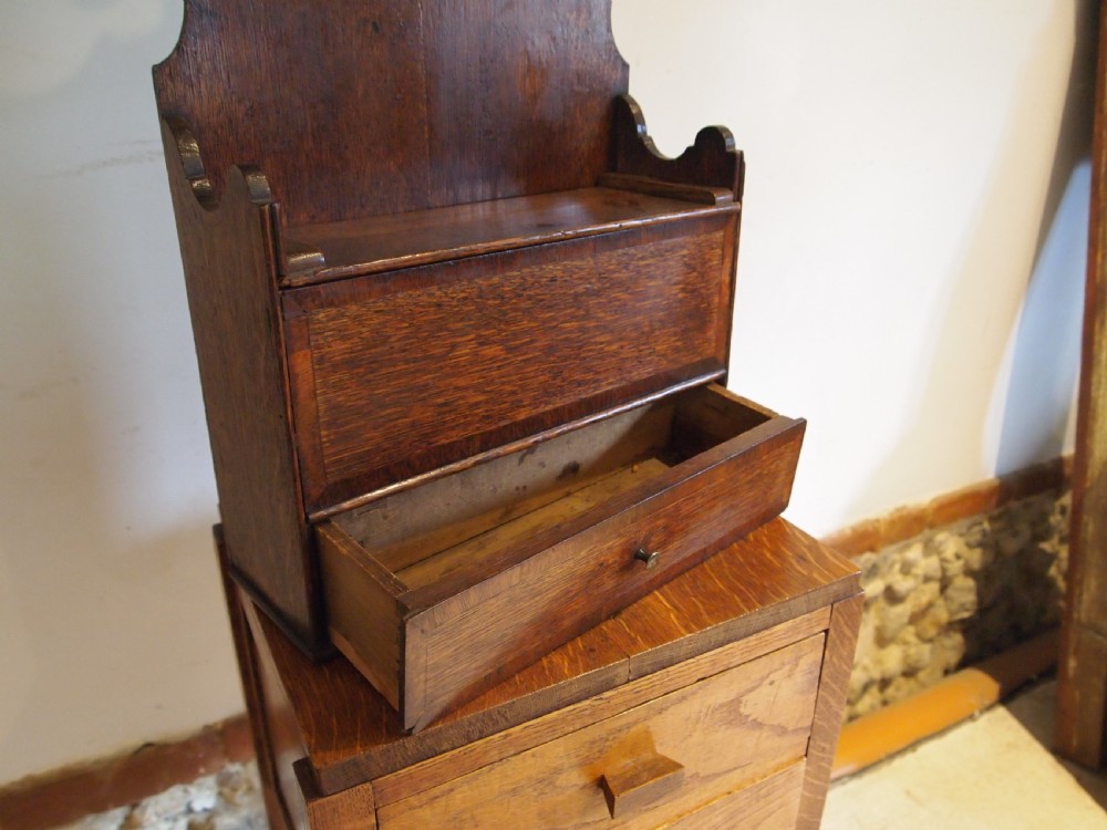 Spoon rack rare George III Welsh Oak box and drawer c1800 View VII
