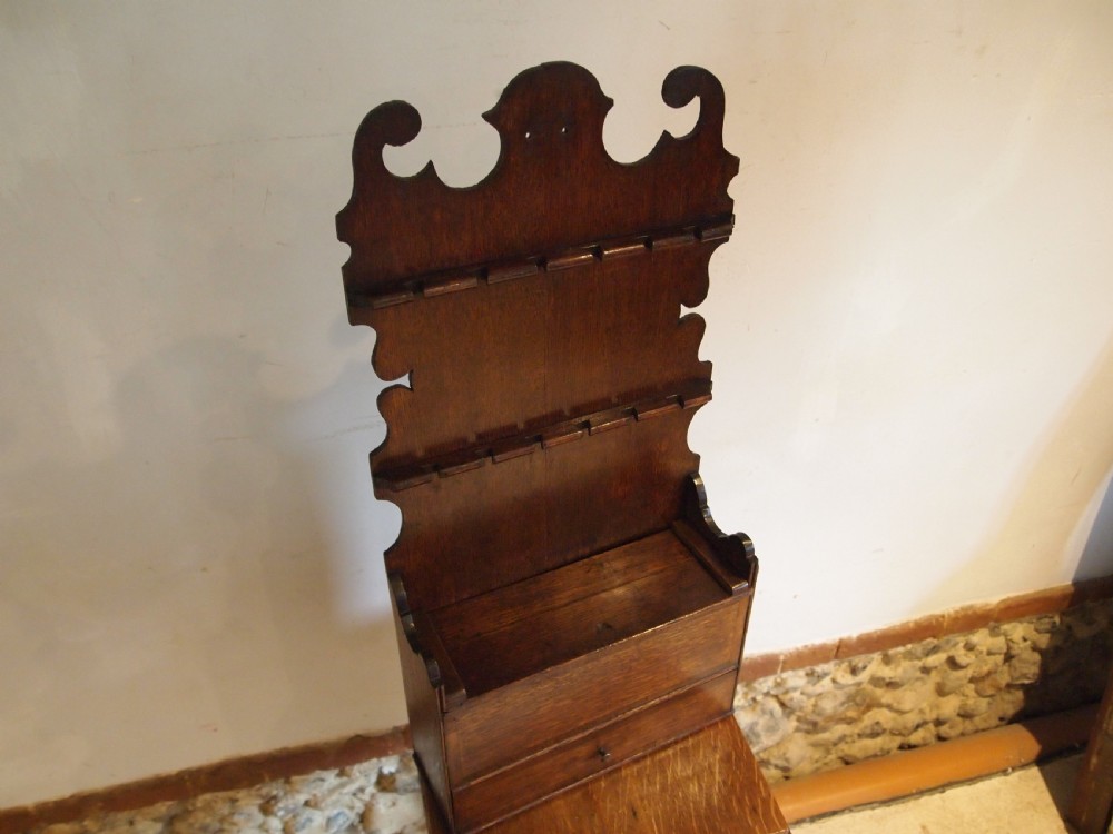Spoon rack rare George III Welsh Oak box and drawer c1800 View VIII