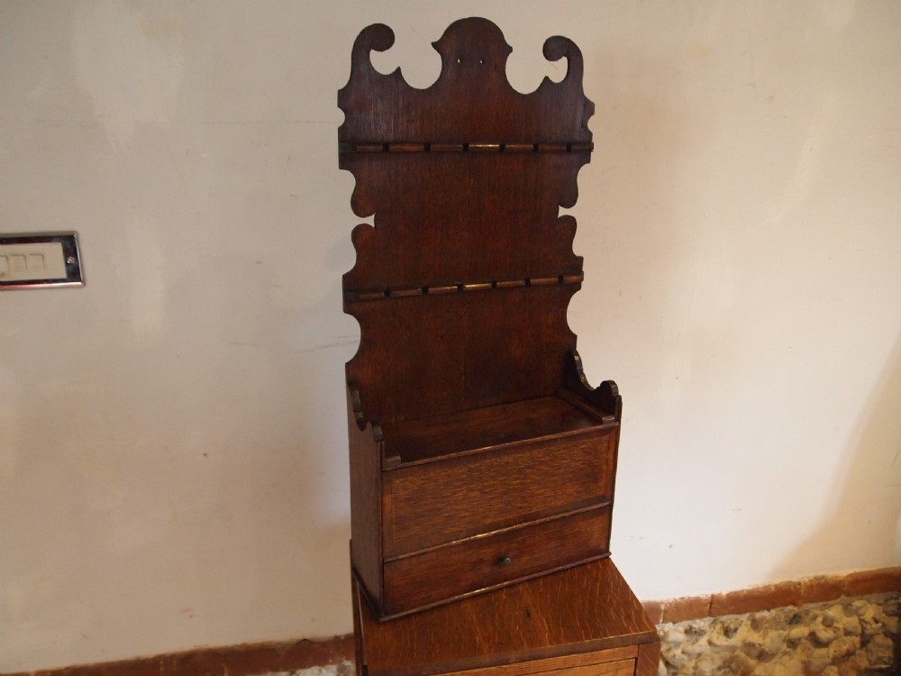 Spoon rack rare George III Welsh Oak box and drawer c1800 View IX