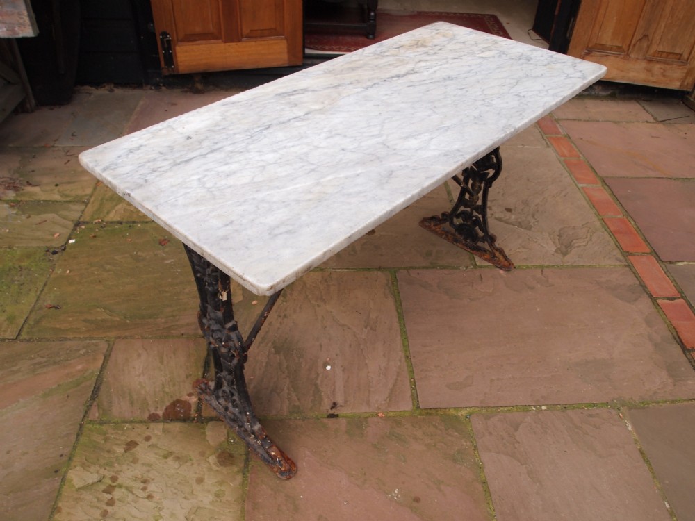 Table Victorian Cast Iron original Marble c1890