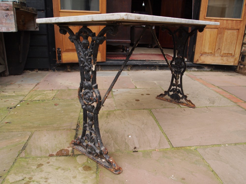 Table Victorian Cast Iron original Marble c1890 View II