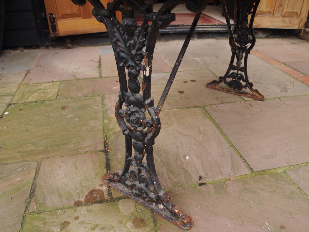 Table Victorian Cast Iron original Marble c1890 View VI