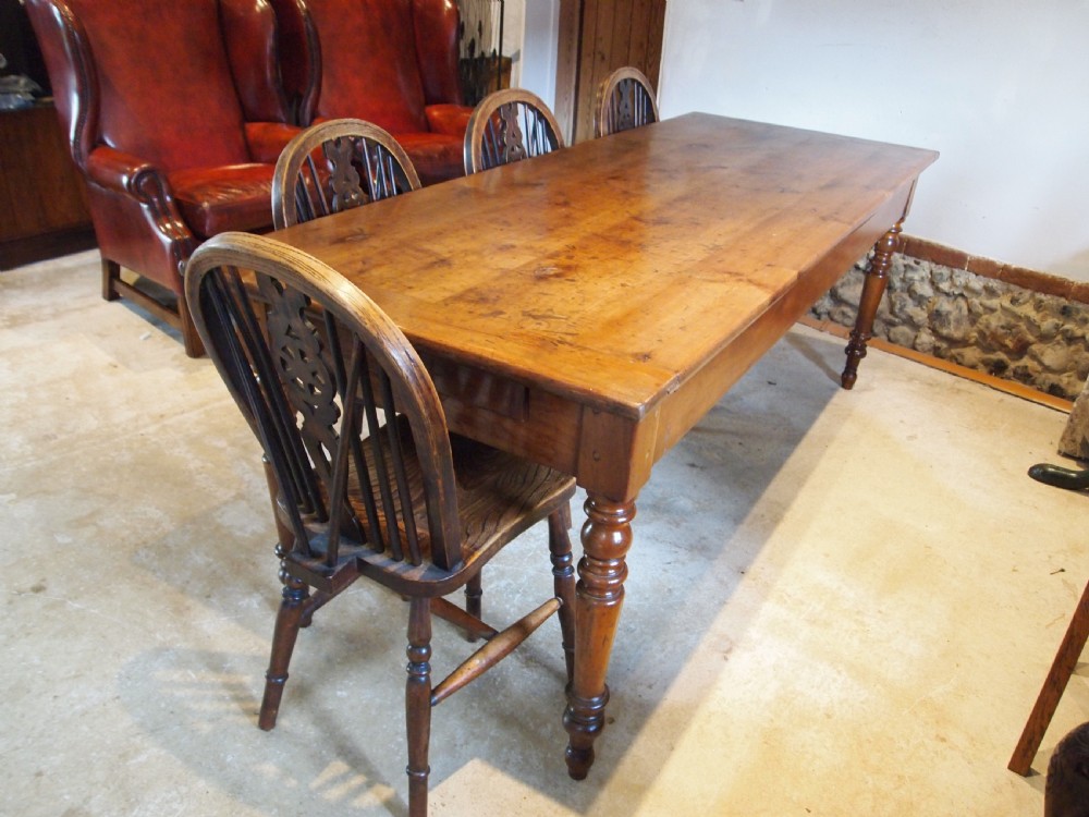 Table stunning Apple wood French refectory dining table c1820 View IV