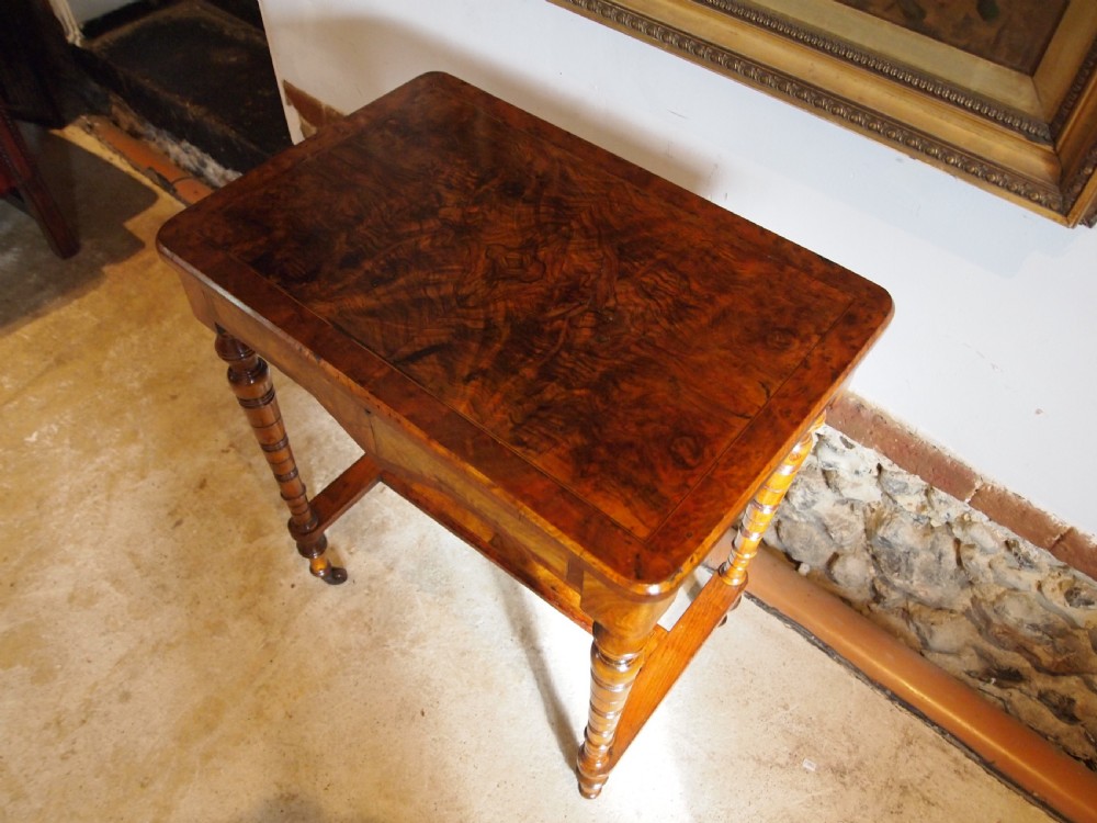 Table fine Walnut side hall lamp work table c1870 View III
