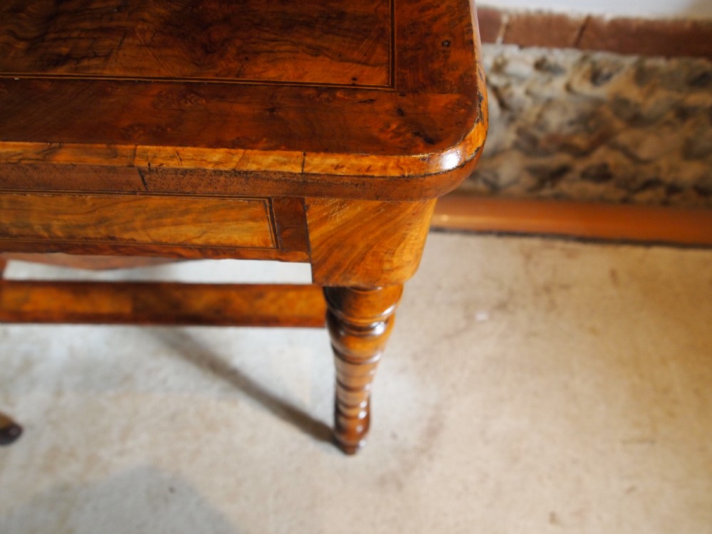 Table fine Walnut side hall lamp work table c1870 View VII