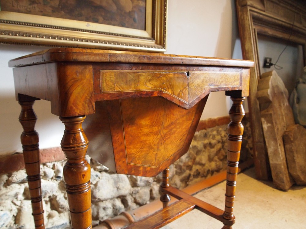 Table fine Walnut side hall lamp work table c1870 View VIII
