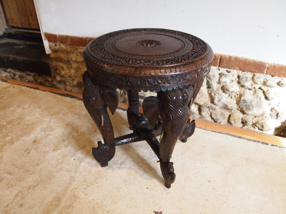 Table side hall lamp Elephant table Burmese Padouk c1900
