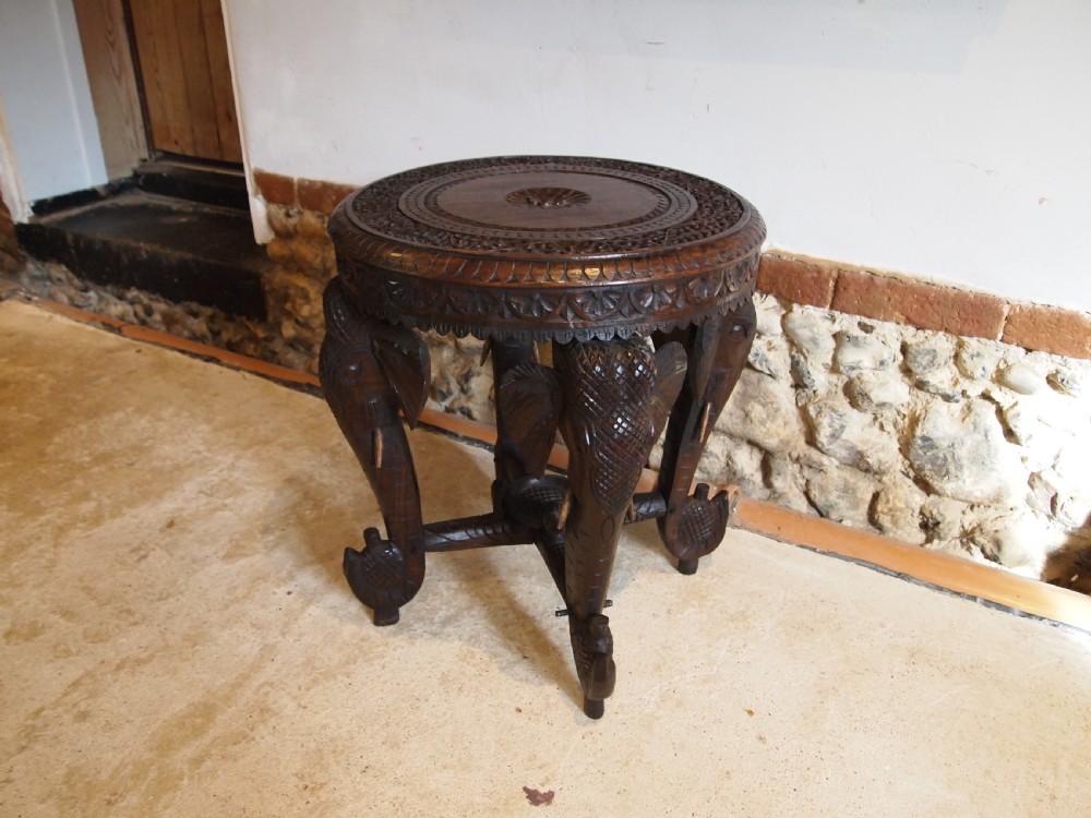 Table side hall lamp Elephant table Burmese Padouk c1900 View III