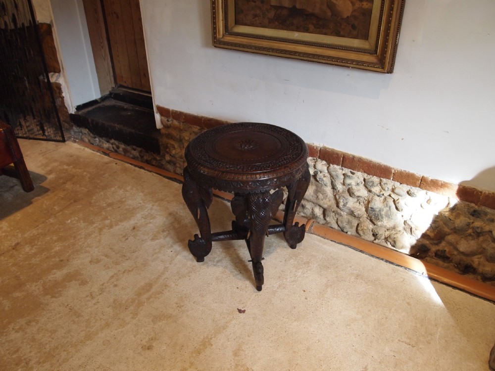 Table side hall lamp Elephant table Burmese Padouk c1900 View VIII