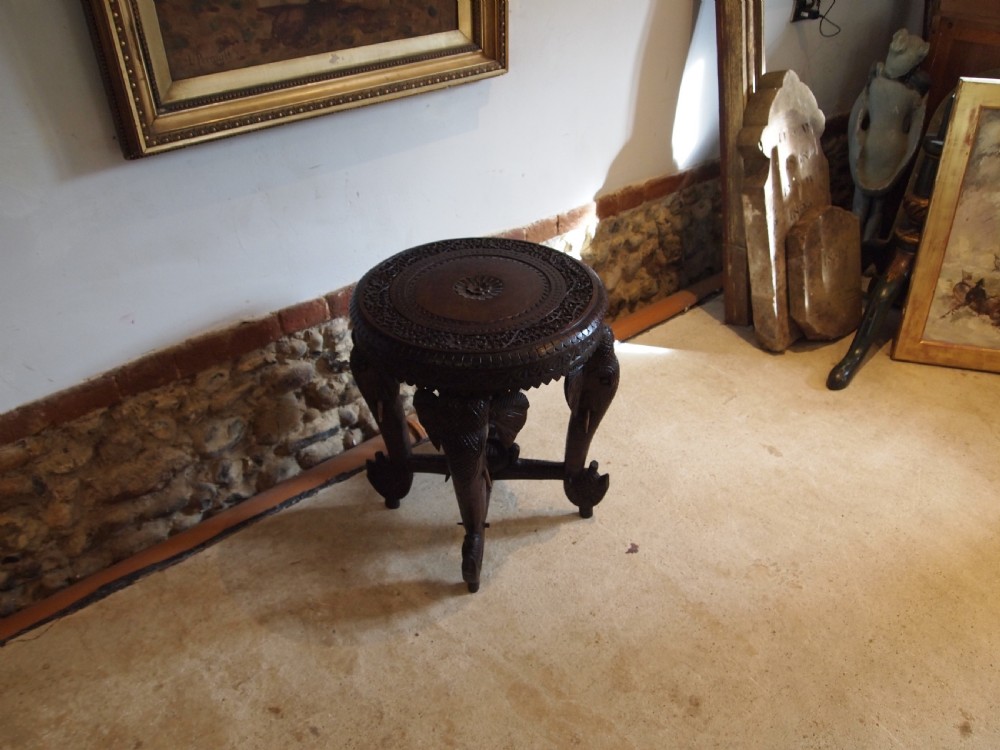 Table side hall lamp Elephant table Burmese Padouk c1900 View IX