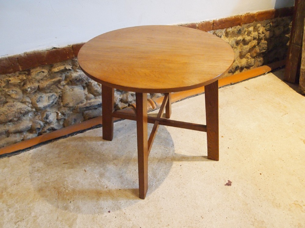 Table Oak Heals style Cotswold school hall lamp side c1930 View V