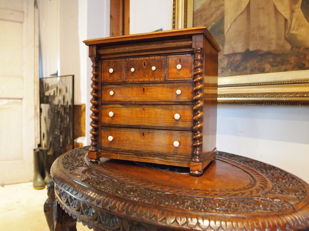 Chest of drawers Miniature Fine Victorian Walnut apprentice c1840