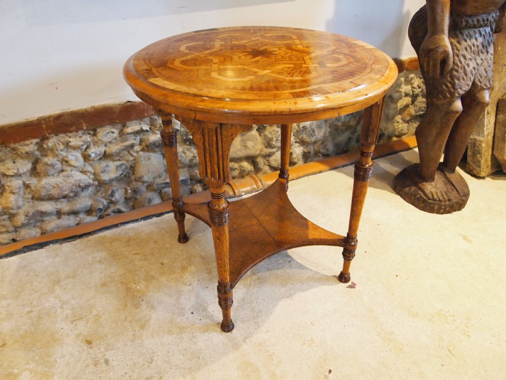 Table rare Anton Seuffert New Zealand specimen wood marquetry c1869 View II