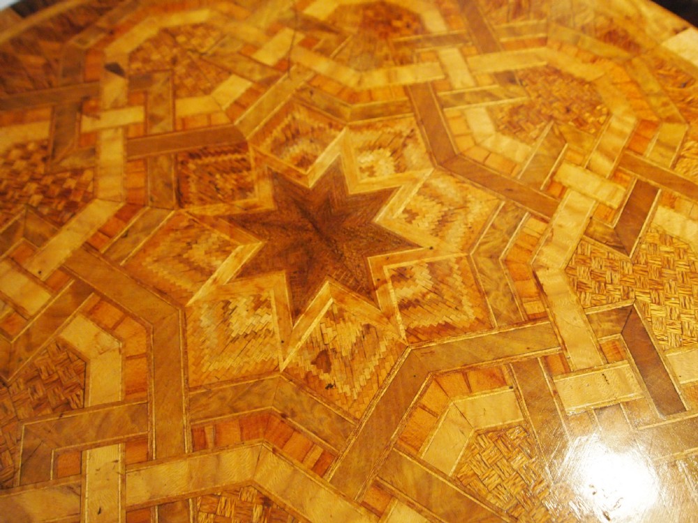 Table rare Anton Seuffert New Zealand specimen wood marquetry c1869 View III
