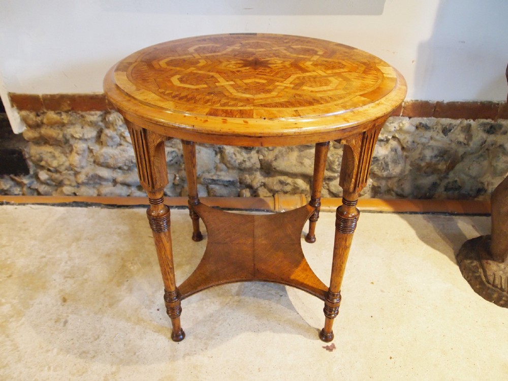 Table rare Anton Seuffert New Zealand specimen wood marquetry c1869 View XIII