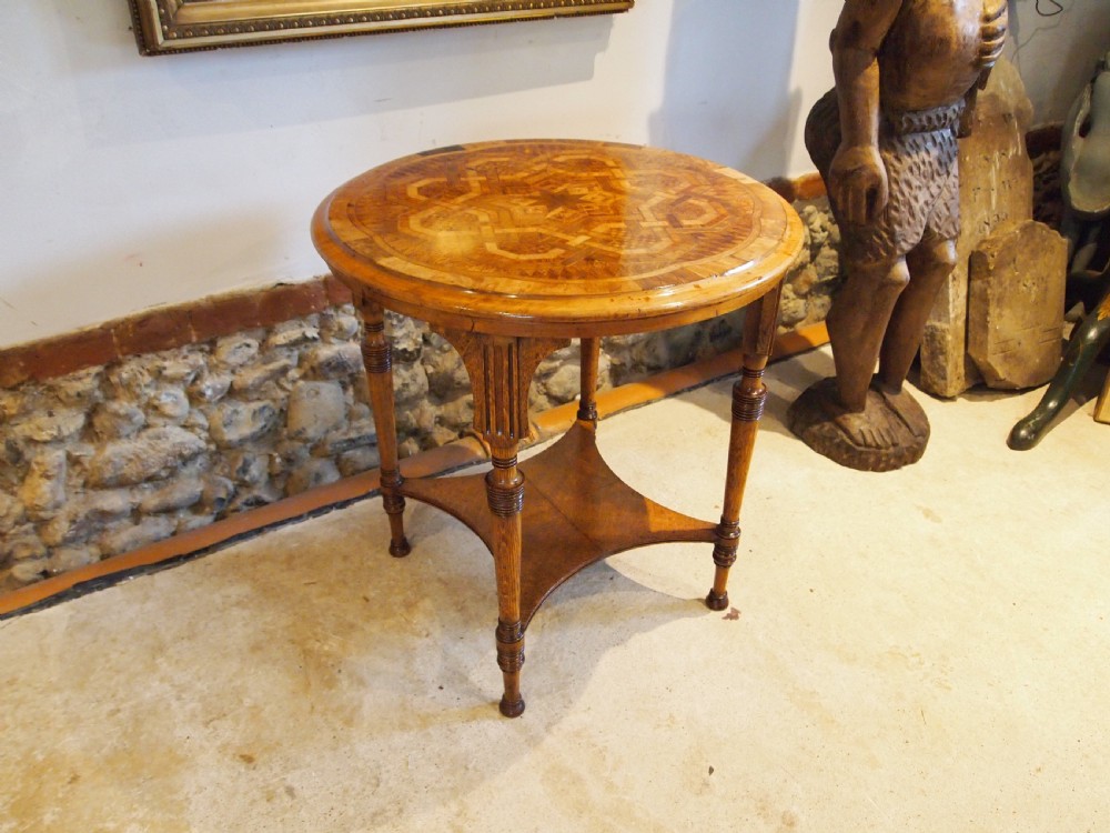 Table rare Anton Seuffert New Zealand specimen wood marquetry c1869 View XIV