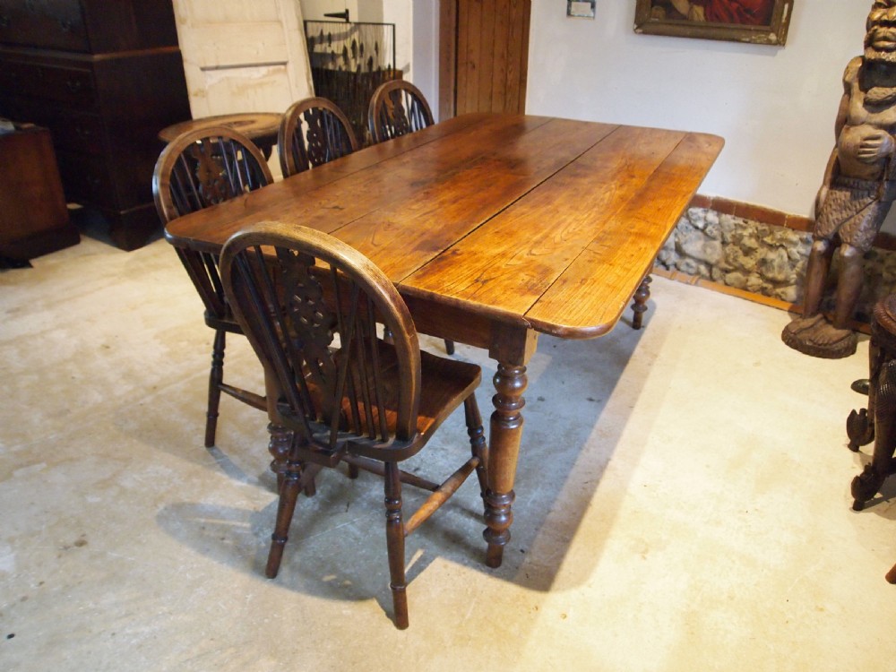 Table rare solid Elm West Country refectory farmhouse dining c1840 View IV