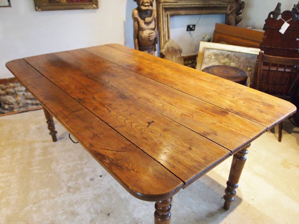 Table rare solid Elm West Country refectory farmhouse dining c1840 View X