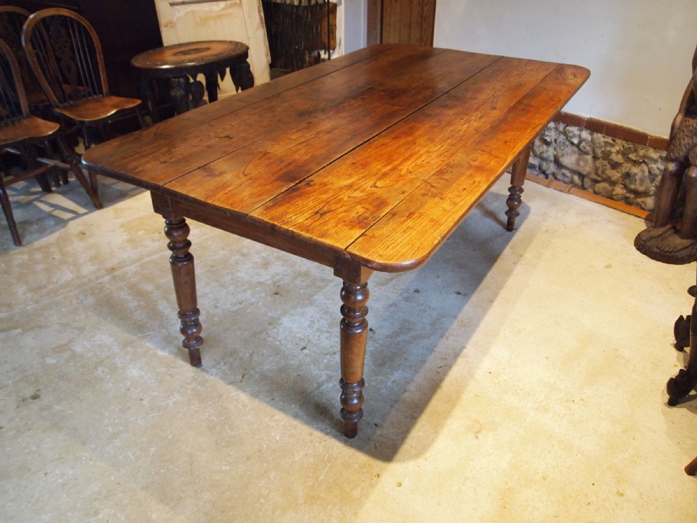 Table rare solid Elm West Country refectory farmhouse dining c1840 View XIII
