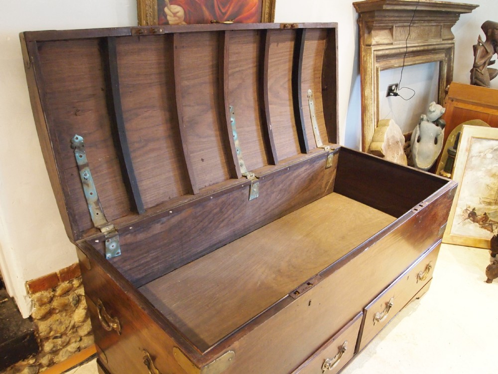 Coffer very rare George II Padouk trunk chest blanket box c1750 View V