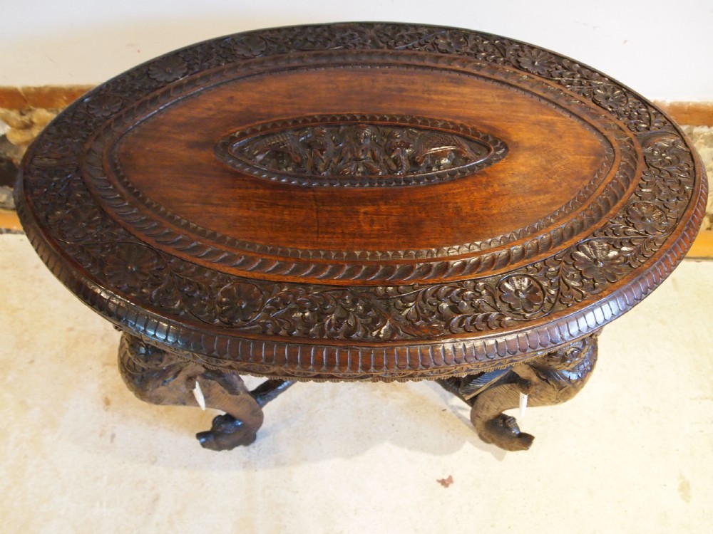 Table hall side lamp Padouk Elephant table c1900